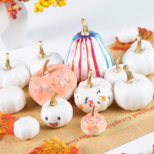 DomeStar 18PCS White Foam Pumpkins for Wedding Decor