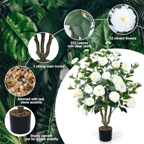 Lifelike Artificial Camellia Tree 2 Pack