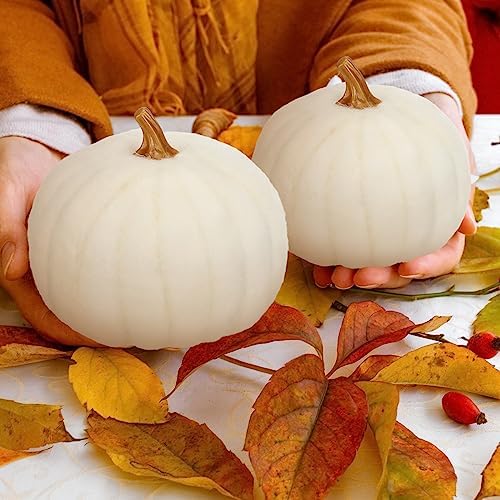 Preboun 4 Piece Large Wool Fall Pumpkin Decor