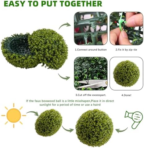 17 Inch Artificial Topiary Balls Set of 2 for Outdoor