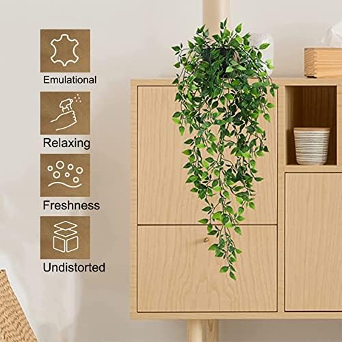2Pcs Hanging Artificial Plants in Pots Faux Greenery Decor