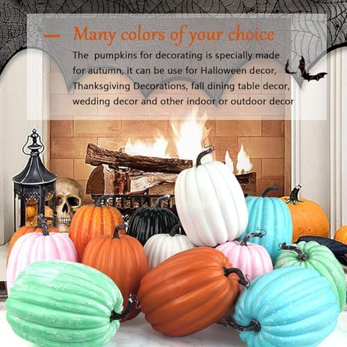 Artmag 8 Inch Artificial White Pumpkins 2PCS Fall Decor