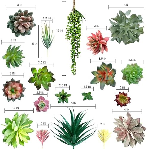 DECOROUS Realistic Fake Succulents 20 Pack Artificial Plants