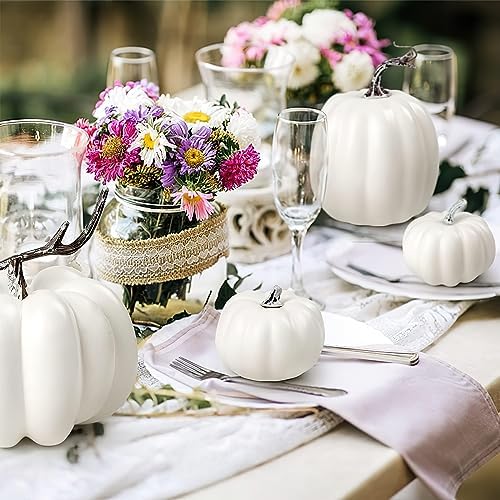 DomeStar 14PCS White Foam Pumpkins for Halloween Decorations