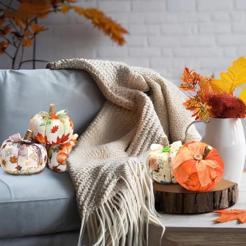 Chunful 6PCS Artificial Pumpkins Fall Decor Set