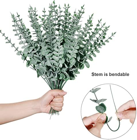 200 Pcs Dark Green Artificial Eucalyptus Stems