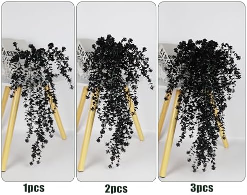 Black Artificial Hanging Plants 3-Pack UV Resistant
