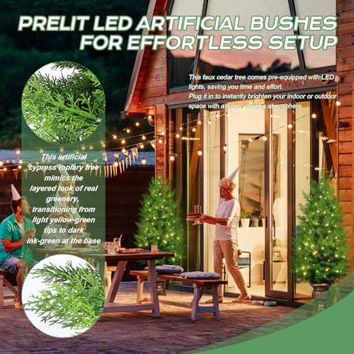 Gfilay 4FT Pre Lit Topiary Tree with LED Lights