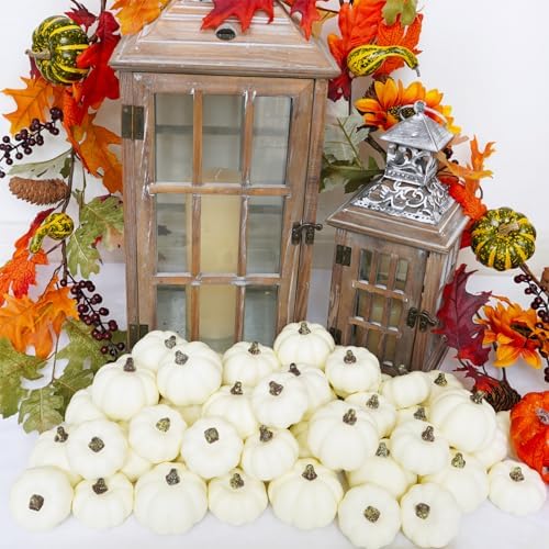 Winlyn 48 Pc White Artificial Pumpkins Fall Decor