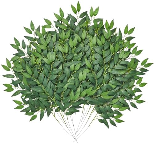 Serwalin 16Pcs Artificial Italian Ruscus Greenery Stems
