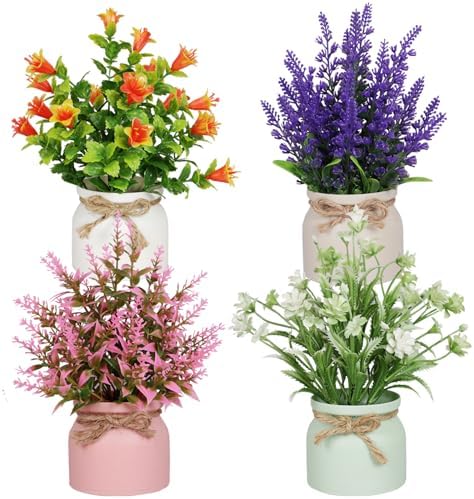 4pcs Artificial Potted Plants Set for Home Office Decor