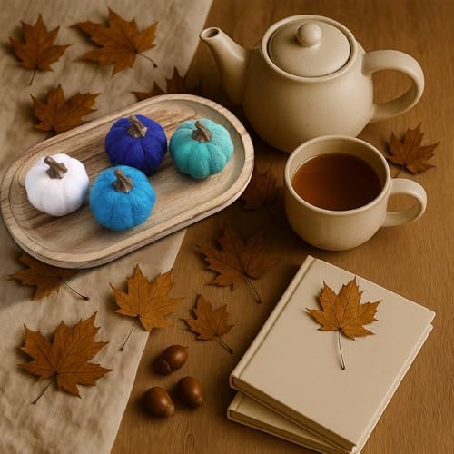 Suncalla 16 Pcs Mini Wool Felt Pumpkins Fall Decor