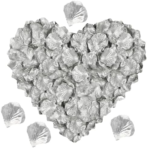 1000PCS Silver Silk Rose Petals for Valentine Wedding Decorations