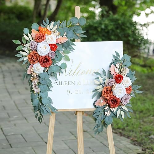 Burnt Orange Wedding Arch Flowers Set of 2