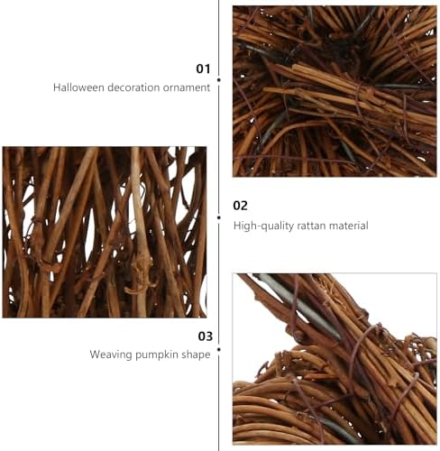 Artificial Rattan Pumpkin Decor 15cm for Halloween Fall