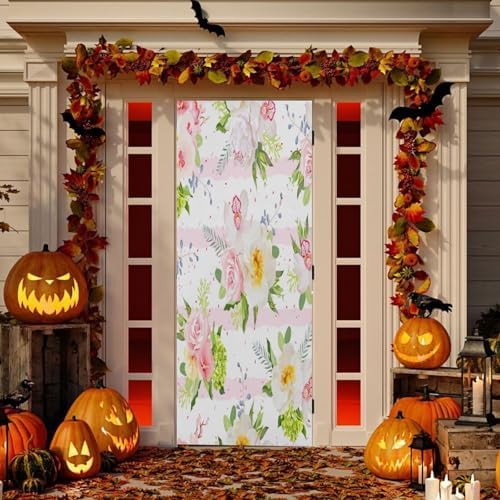 Susiyo Summer Garden Flowers Door Cover Washable High Elastic
