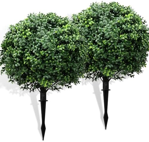 30 Inch Artificial Topiary Boxwood Ball Trees Set of Two