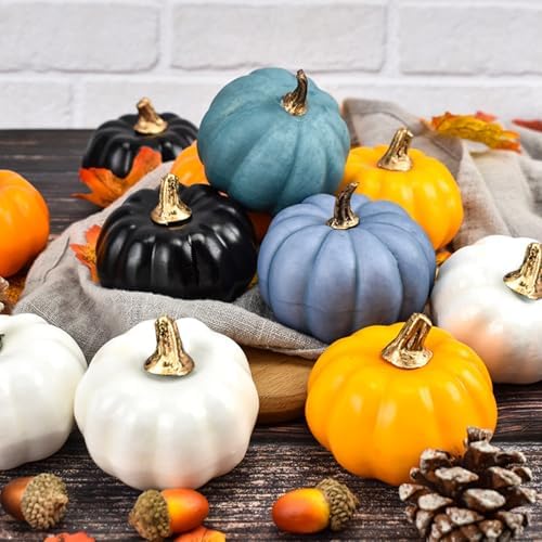 12Pcs Mini Halloween Pumpkin Decorations Set