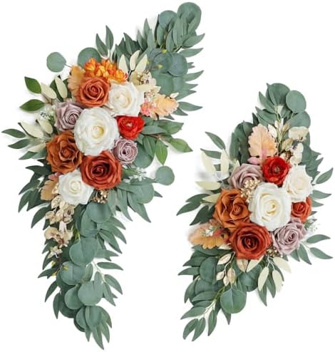 Burnt Orange Wedding Arch Flowers Set of 2