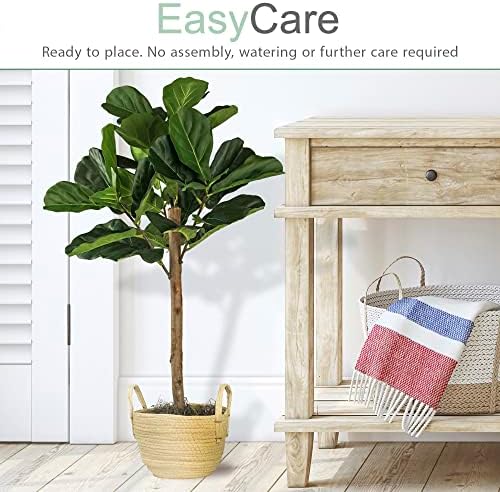 3FT Fig Tree in Boho Woven Basket Faux Plant