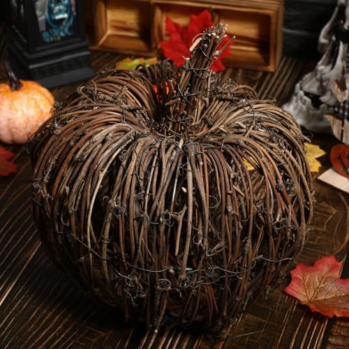 Handmade Wicker Rattan Pumpkin Halloween Decor