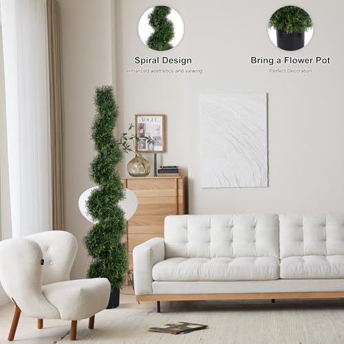5FT Spiral Artificial Topiary Trees Set of 2