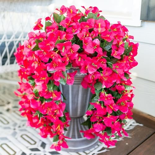 HyeFlora Artificial Bougainvillea Hanging Flowers 2pcs Hot Pink