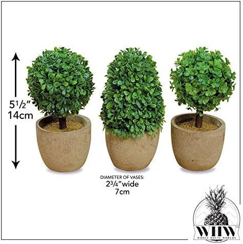 WHW Realistic Faux Boxwood Topiaries Set of 3