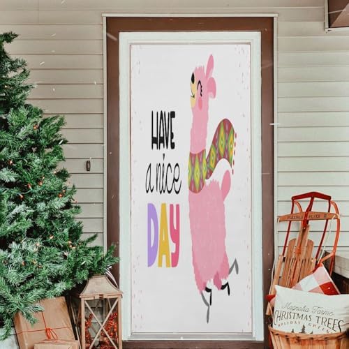 Susiyo Pink Funny Llama Door Cover Washable Elastic