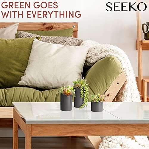 SEEKO Artificial Succulents 3 Pack with Black Pots