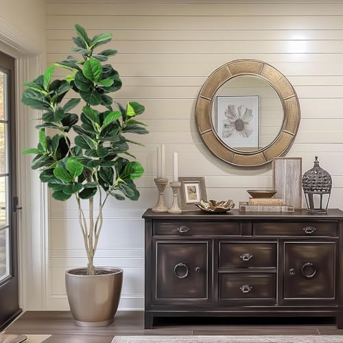 6FT Fiddle Leaf Fig Artificial Tree with Black Planter
