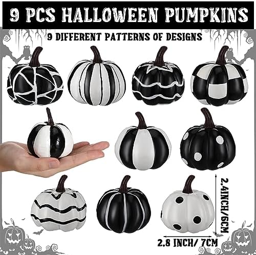 Leinuosen 9 Pcs Halloween Mini Pumpkin Decorations