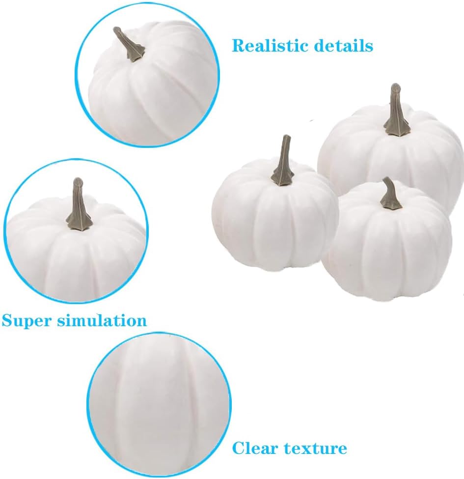 WESAPPINC Artificial Pumpkins 12PCS White Fall Decor