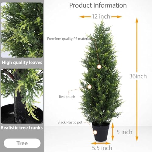 Artificial Topiary Tree 3ft Faux Plant for Home Decor