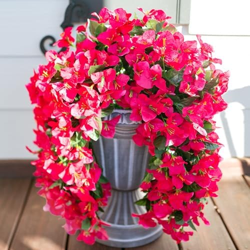 HyeFlora Artificial Bougainvillea Hanging Flowers 2pcs Hot Pink