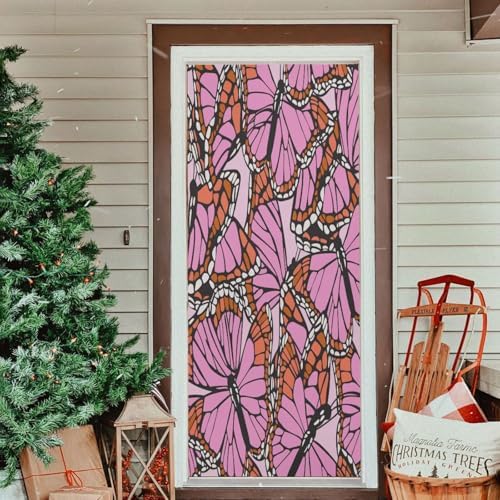 Susiyo Pink Butterfly Halloween Door Cover 32x79 in