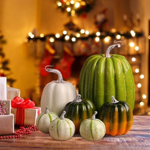 Surakey Artificial Pumpkins 7PCS Foam Set for Fall Decor