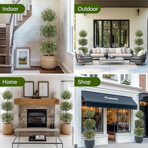 5FT Artificial Olive Topiary Trees with Moss and Inner Pot Set of 2