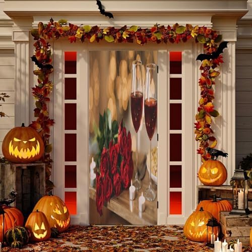 Susiyo Romantic Rose Halloween Door Cover 32x79 in
