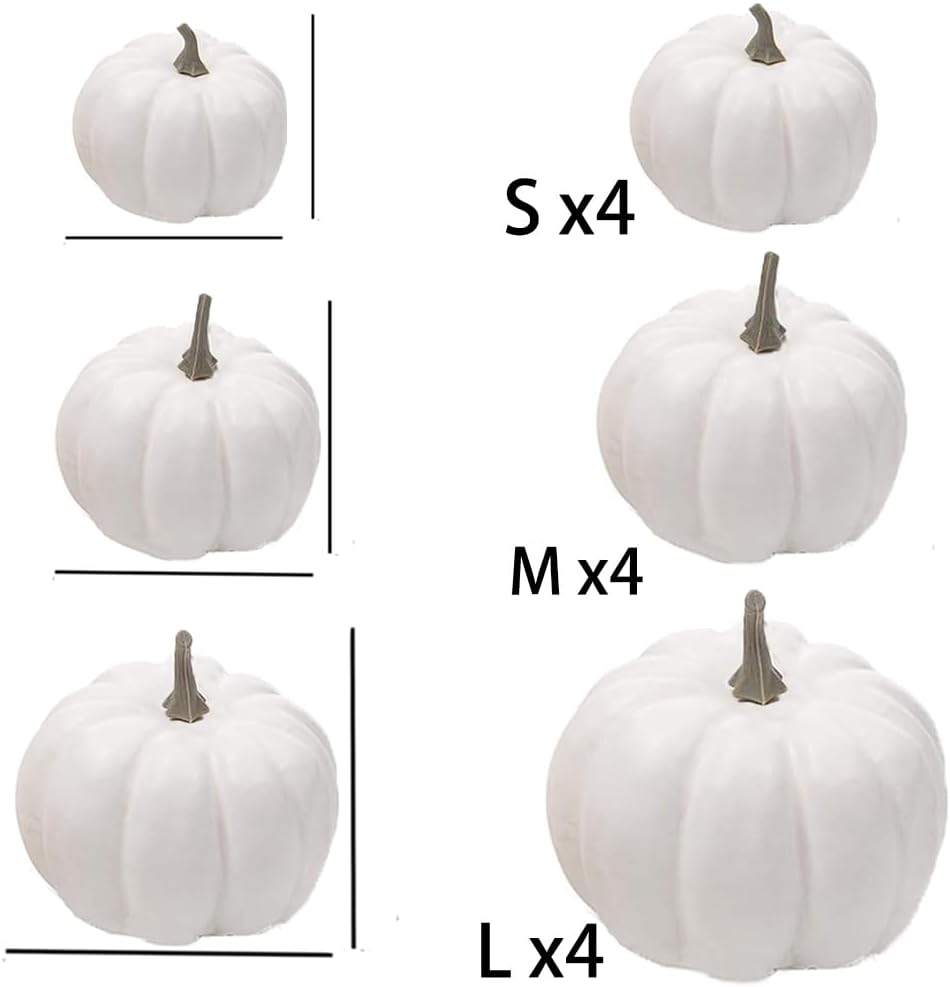 WESAPPINC Artificial Pumpkins 12PCS White Fall Decor