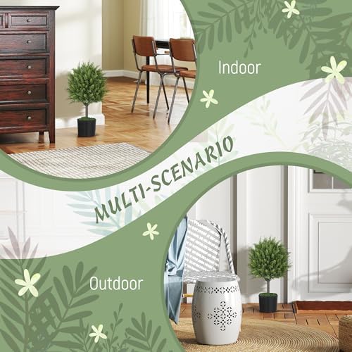 HOMCOM Artificial Topiary Set of 2 Indoor Outdoor Plants