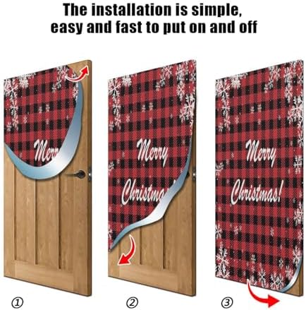 Susiyo Christmas Door Cover with Stretch Fabric Plaid