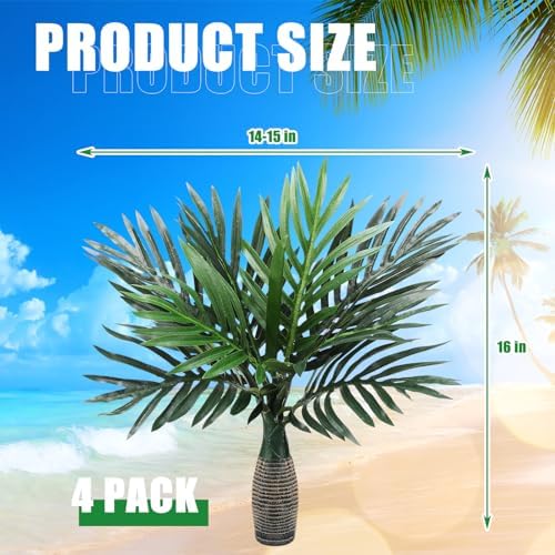 Jexine 4 Pcs 16 Inch Artificial Palm Tree Set