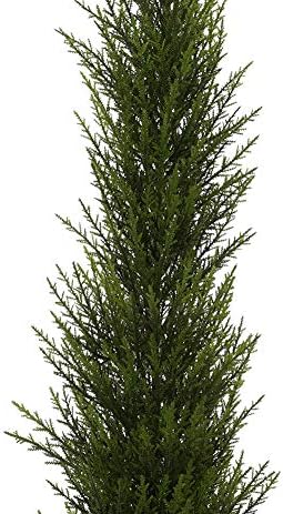 Artificial Cedar Pencil Topiary in White Ceramic Pot
