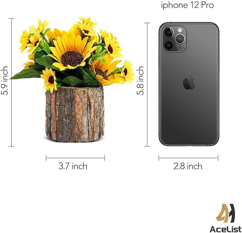 AceList Artificial Sunflowers in Rustic Bark Pots Set of 2