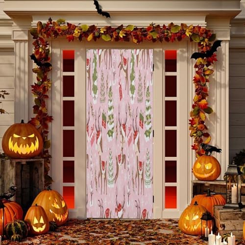 Susiyo Winter Deer Door Cover Christmas Decoration 32x79 in