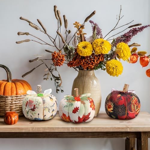 Chunful 6PCS Artificial Pumpkins Fall Decor Set
