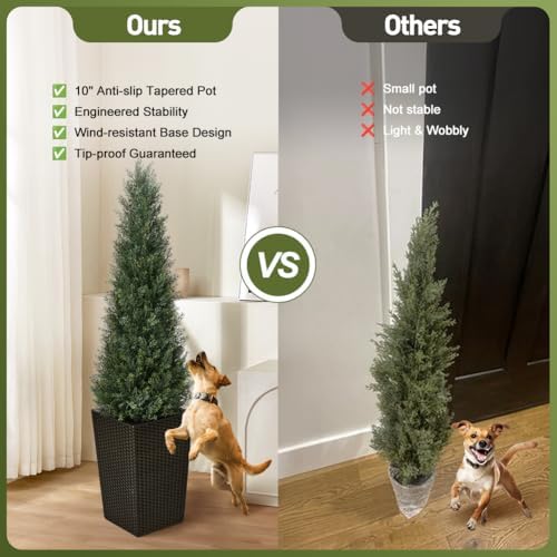 Artificial Cedar Topiary Tree with Black Planter