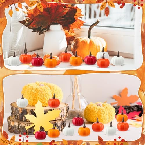 Thyle Mini Artificial Pumpkins 48 Pcs Fall Decor Set