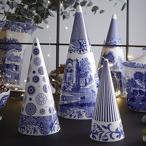 Spode Blue Italian Cone Shaped Topiary 8 Inch